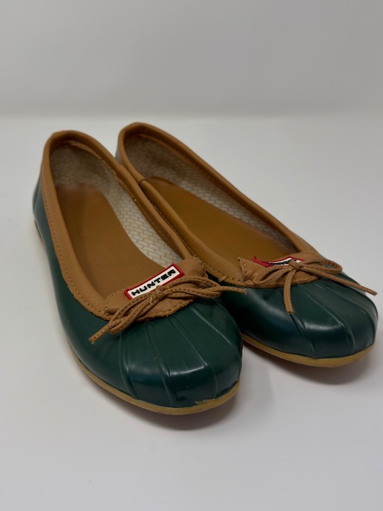 Hunter Shoes - Hunter Rubber Green Flat Ballet Shoes